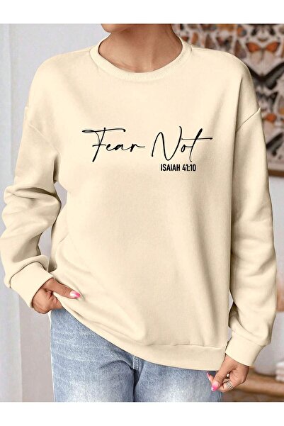 Deocept Φούτερ Unisex Fear Not με τύπωμα oversized με λαιμόκοψη