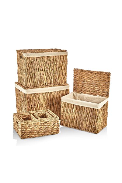 Lorena Home Decor Naturel Yatay hasır sandık