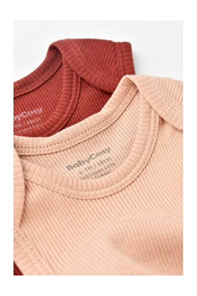 BabyCosy Set 2 sleeveless bodysuits for unisex baby made of cotton and modal - Brick/Salmon