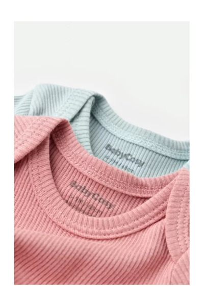 BabyCosy Set of 2 unisex baby bodysuits made of cotton and modal - Mint/Rose