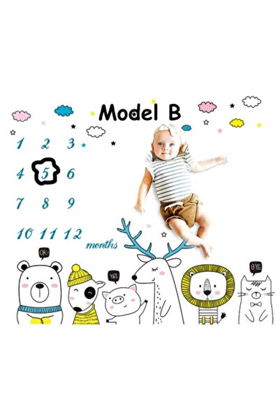 drool Milestone Blanket for Memorable Photos - Friendly Animals Model B