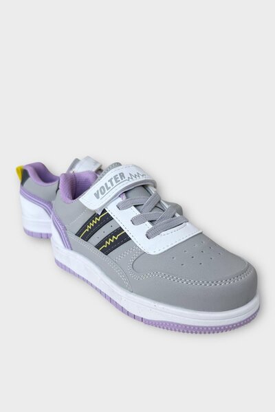 Liger Children's Lace-Up Velcro Kids' Sports Shoes Gray - Lila