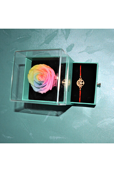 velve Martisor bratara in cutie cu sertar si trandafir criogenat, Multicolor