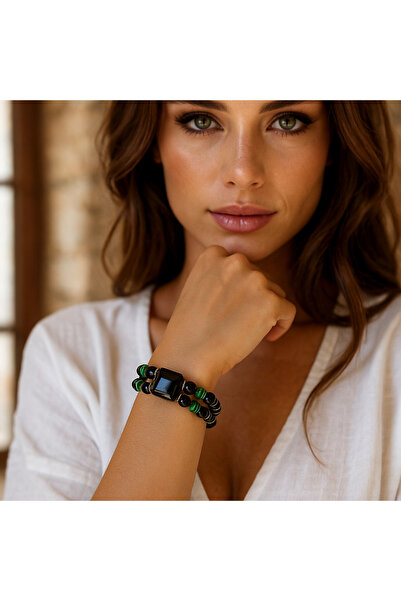 Asteria Elite Nazar Koruması, Güç Ve Denge İçin Oniks Malahit Akik Bileklik