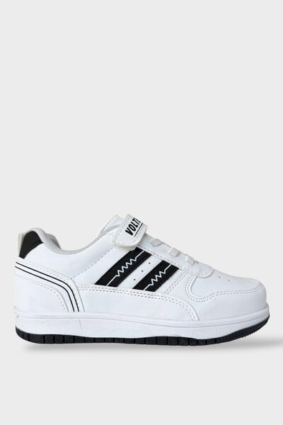 Liger Children's Lace-Up Velcro Kids' Sports Shoes White - Black
