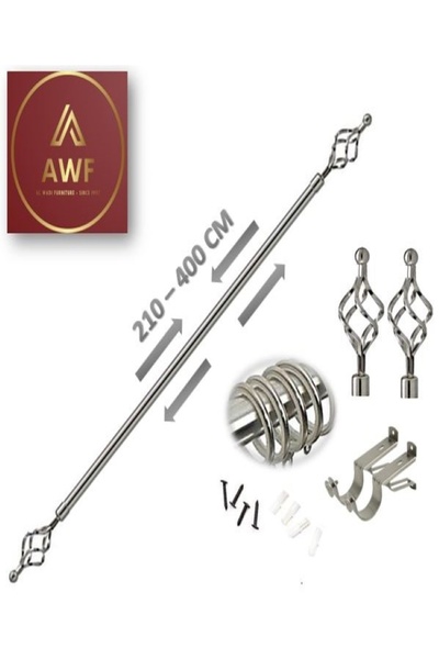 AWF AL WADI FURNITURE Roman Extendable Curtain Rod, Metal Single Rod Window T...