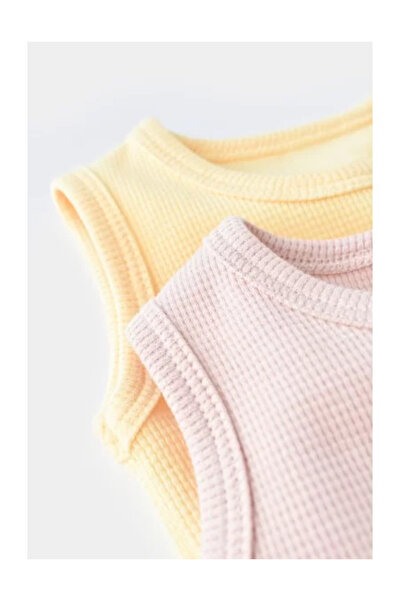 BabyCosy Set 2 sleeveless bodysuits baby unisex - 100% cotton - Yellow/Pink