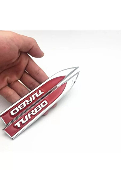 Avex Sada 2 kovových automobilových emblémů TURBO, 3D reliéf, rozměr 14,6 x 1,8 cm