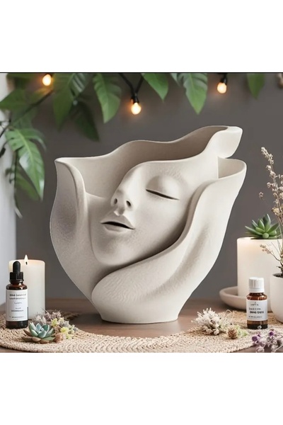 Omerella Yeni Model İskandinav Bohem Yüz Şeklinde Vazo Saksı 10 cm