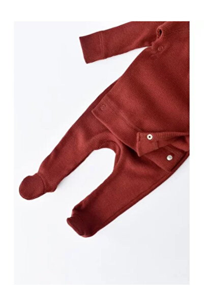 BabyCosy Set 4 pieces: blouse, pants, hat and gloves made of cotton and modal - Brick red, (