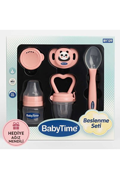 Lino Baby Bebek 5'li Biberon Emzik Pembe Beslenme Seti