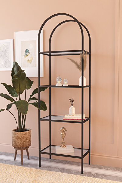 Dekoport İdil Kitaplık Kahve Köşesi Metal Mutfak Rafı Aksesuar Rafı 47 cm Siy...