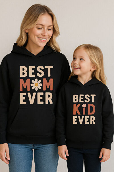 SVART WEAR Hanorac din bumbac pentru mamă și fiică, mini twin, fără buzunare ...