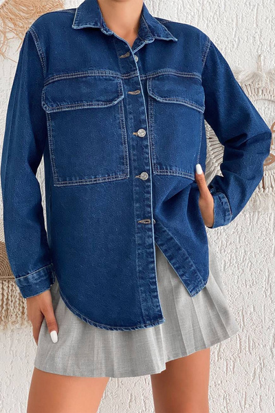 Noa Noa Cămașă din denim pentru femei – cu nasturi și confortabilă, fără căptușeală croială