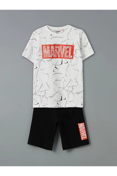LC Waikiki Crew Neck Marvel Printed Boys' Shorts Pajama Set