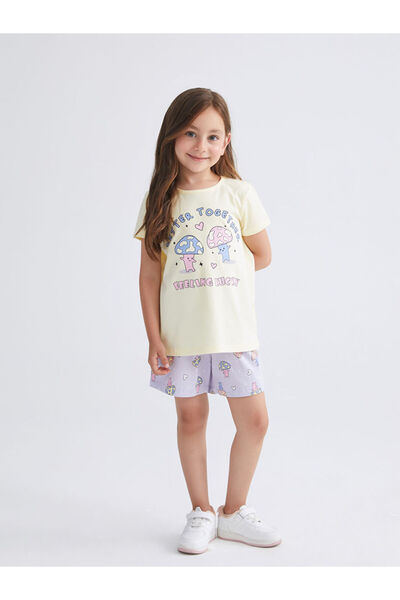 LC Waikiki Quality Pieces from Çelebi Store Printed Girl's Shorts Pajama Set