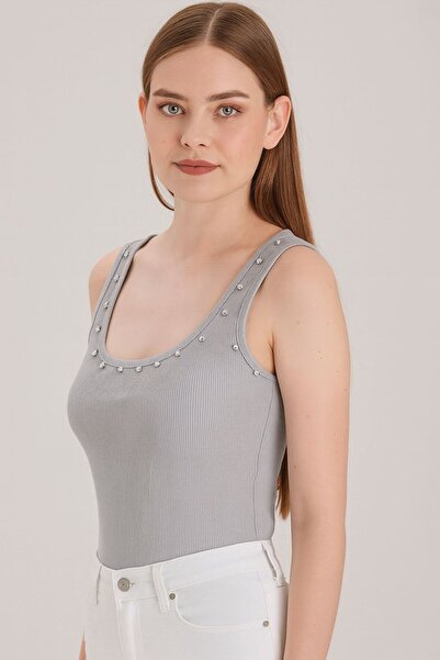 MELOOX Stone Detailed Ribana Strap Blouse - Women's Stylish Casual Fashion
