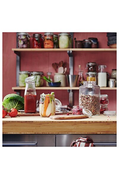 IKEA KÖSSEBÄR Bottle shaped jar with lid, clear glass, 1 l