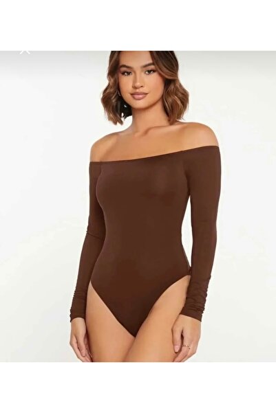 Nsb Tasarım Дамско кафяво без презрамки боди