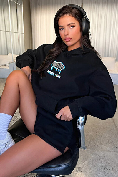 NEVERMIND Hanorac din bumbac supradimensionat - Drip Streetwear Design Sweatshirt