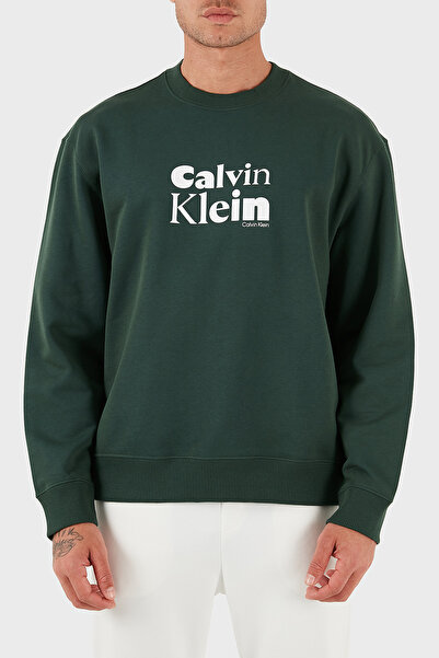 Calvin Klein Logolu Pamuklu Relaxed Fit Bisiklet Yaka Sweat LV04LD242GLLG Erk...