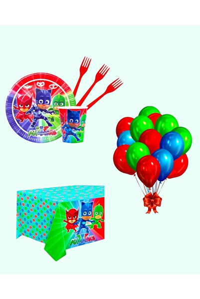 Evabrite Set de petrecere pentru ziua de naștere Pijamaskeliler - Ornamente p...