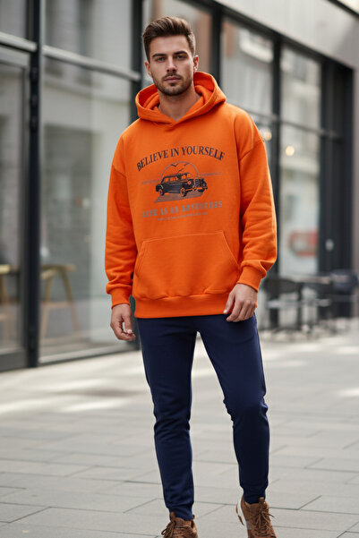 UNCİA OUTDOORS سويت شيرت رجالي كبير الحجم بقلنسوة مطبوع بقصة مريحة ونمط رياضي...