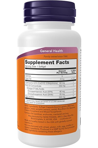Genel Markalar Foods CoQ10 60 mg with Omega 3 Fish Oil Ubikinon 60 Softgels