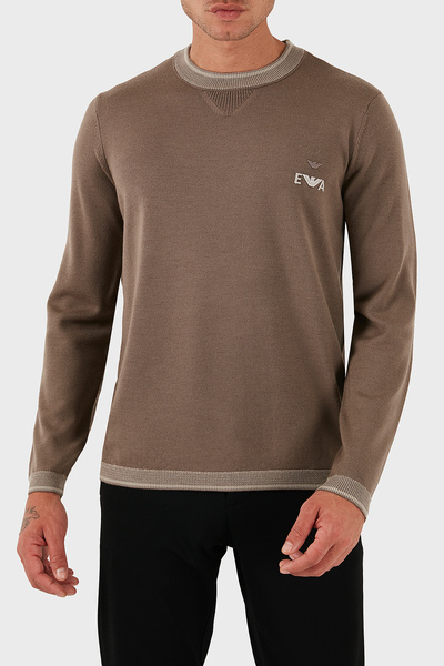 Emporio Armani 100% Wool Regular Fit Crew Neck Logo Sweater Men's Sweater Em003387 Af14697 U6189