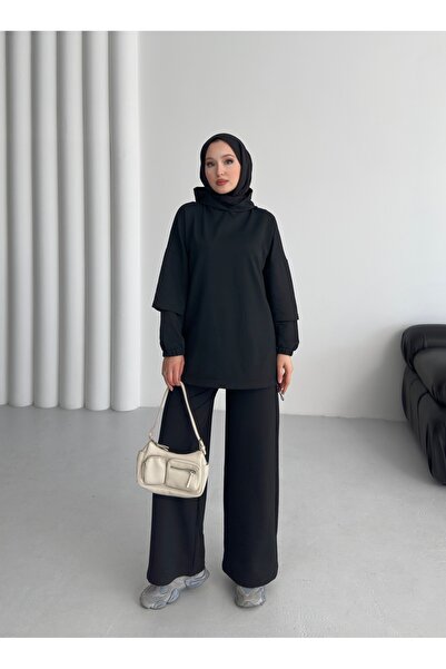 New Lune Women's 100% Cotton Hooded Top and Bottom Set Oversize Comfortable F...