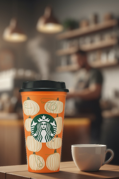 Starbucks Pumpkin Design Plastic Drink Cup 473ml