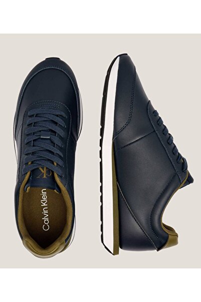 Calvin Klein Erkek Kalın Rahat Taban Bağcıklı Deri Lacivert Sneaker YM0YM01355-0ZT