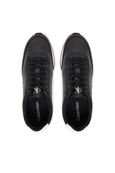Calvin Klein Erkek Kalın Rahat Taban Bağcıklı Deri Siyah Sneaker YM0YM01355-0GM