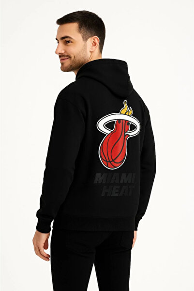 JANES Φούτερ με κουκούλα τριών κλωστών μπροστά και πίσω με στάμπα - Μαύρο