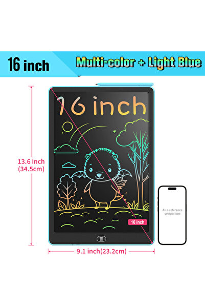 choice2 جهاز لوحي للكتابة بشاشة LCD مقاس 16 بوصة، أزرق، لوحة رسم إلكترونية كب...