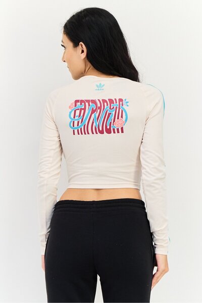 adidas Women Sportswear Fit Long Sleeve Training Top, Cream