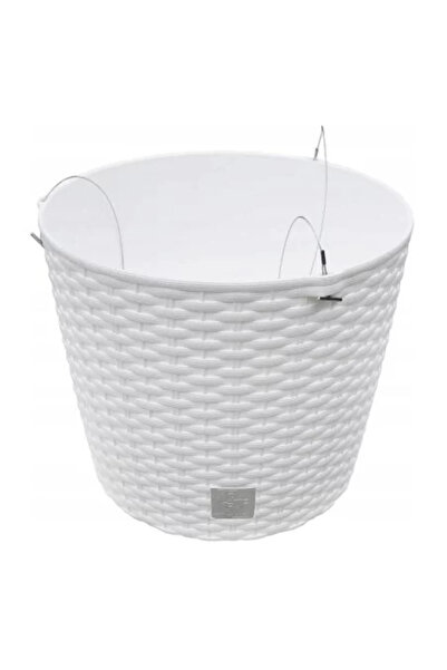 Prosperplast Ghiveci decorativ suspendat cu lanț, Prosperplast, Rato rotund, alb, 25,6 x 21,9 cm