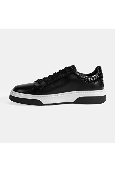 Desa Men's Black Lace-Up Leather Sports Shoes