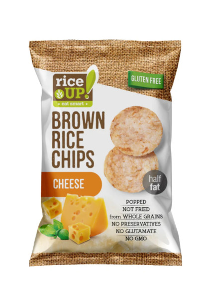 Rice Up رقائق الأرز الكاملة بالجبن 60 جرام، خالية من الغلوتين، خالية من الكائنات المعدلة وراثيًا × 12 قطعة