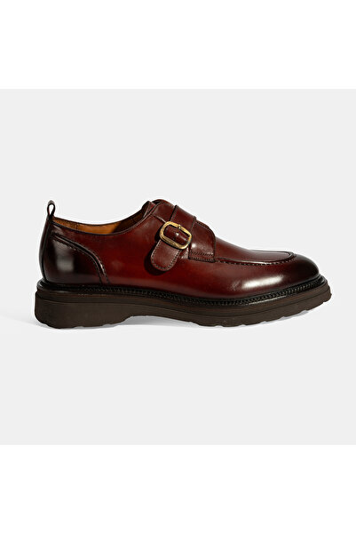 Desa Men's Brown Adjustable Buckle Leather Casual Shoes