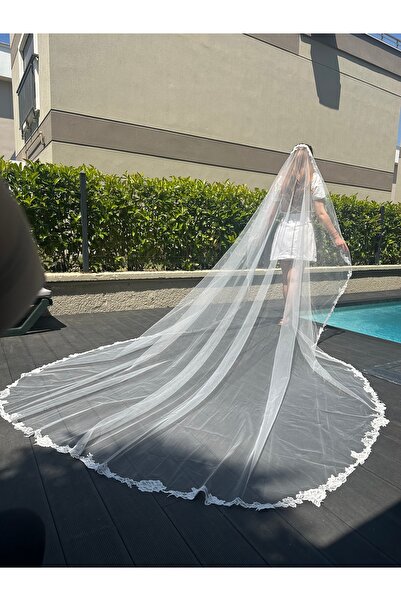 enb 2,5 metre Fransız dantelli duvak