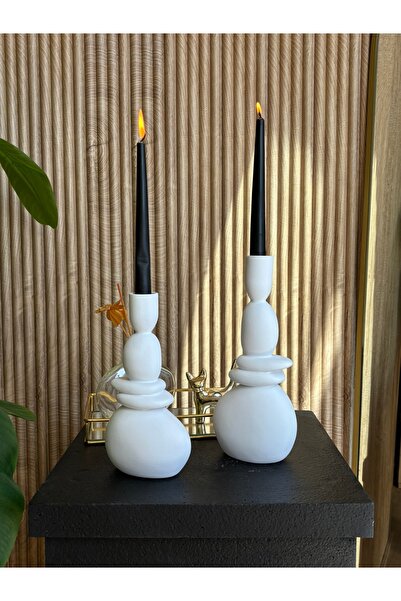AstreHome LUCENT SERAMİK 2 Lİ MUMLUK-ŞAMDAN SETİ