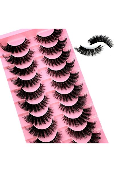 choice2 10 pairsJQ04 NEW 10 Pairs Cat Eye Lashes Fluffy Faux Mink Lashes 8D Wispy Lashes Pack Dramatic Long