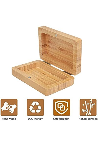 Generic Gocokia Home Storage Box, Handmade Bamboo Wooden Soap Holder, Bathroom Soap Dish, Natural Square Soa