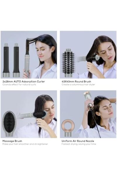 PARWIN PRO BEAUTY 5 in 1 Air Styler, Hair Dryer Brush, Million Ionic Hair Dryer with Hot Air Brush, Auto Hair Curler,