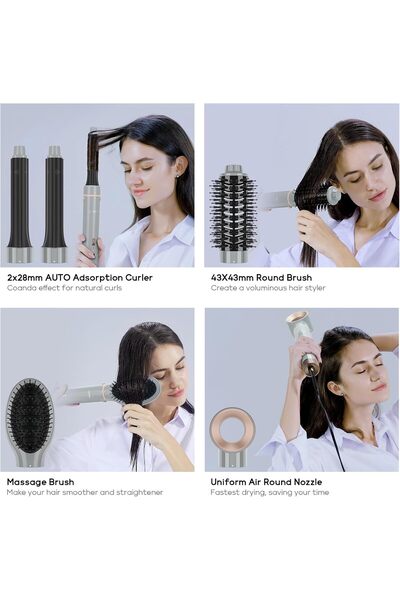 PARWIN PRO BEAUTY 5 in 1 Air Styler, Hair Dryer Brush, Million Ionic Hair Dryer with Hot Air Brush, Auto Hair Curler,