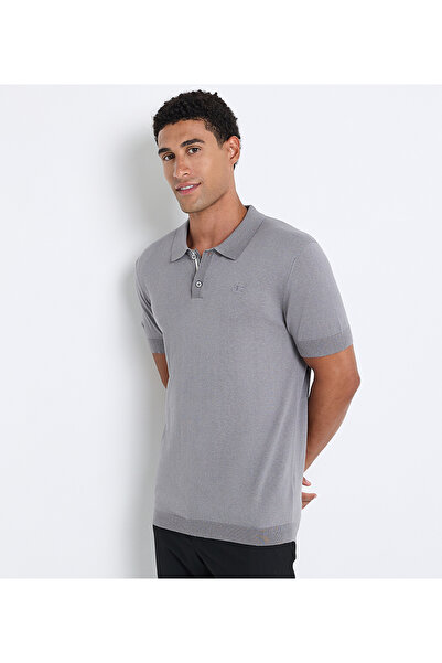 Ben Sherman Men's Gray FLAT KNIT POLO