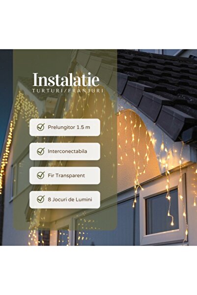 YOTO Christmas Lights, Icicle Type, 4 m, 120 LEDs, Warm White