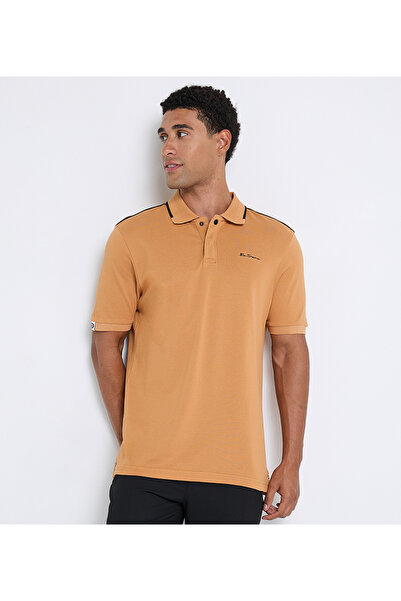 Ben Sherman قميص بولو بيكيه بني للرجال