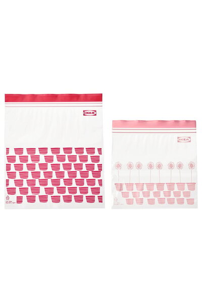 IKEA ISTAD Storage Bag with Zipper, Red/Pink Pattern, 2.5/1.2 L, 50 pcs